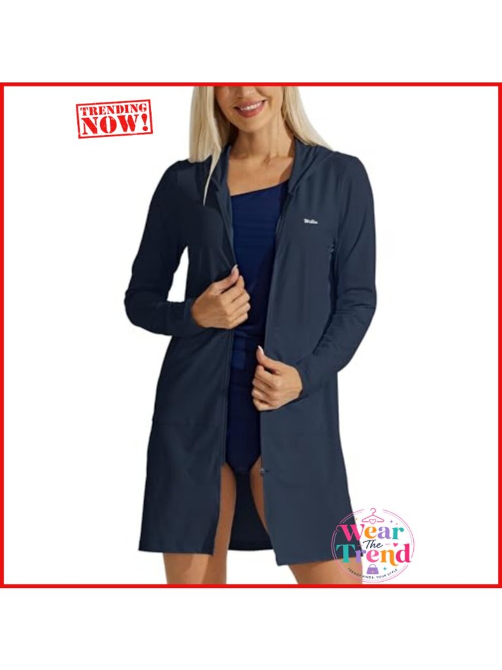 UPF 50+ Long Sleeve Hooded Swim Cover Up Quick Dry Beach Zip Jacket